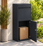Boîte à colis Grand Format noir – photo 2 – porte inférieure ouverte avec un colis [Noir]